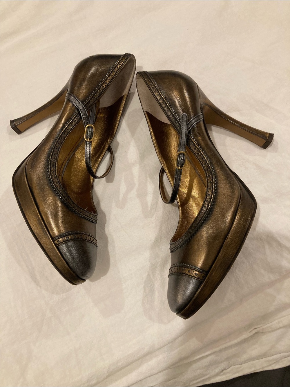 Dolce & Gabbana Metallic Bronze Mary Jane Pumps